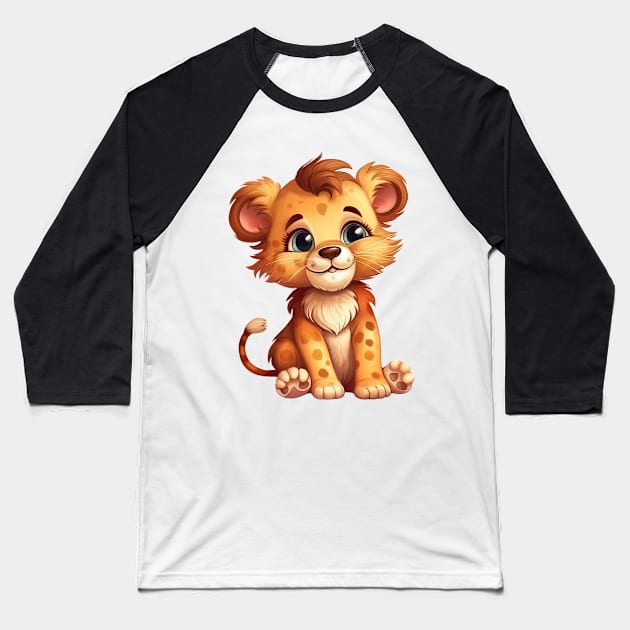 Baby Lion Baseball T-Shirt by Chromatic Fusion Studio